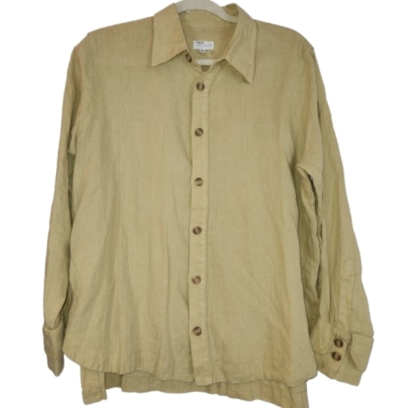 NWT Alohas Mursi Sand 100% Linen Shirt Size M Button Front & Sides Lagenlook - Picture 2 of 15